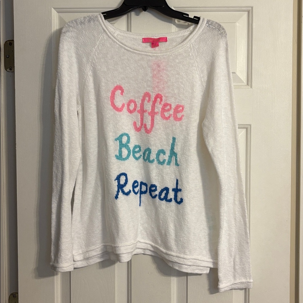 Lilly Pulitzer Danette Sweater Coffee Beach Repeat